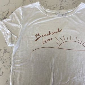 White beachside lovers cropped tee